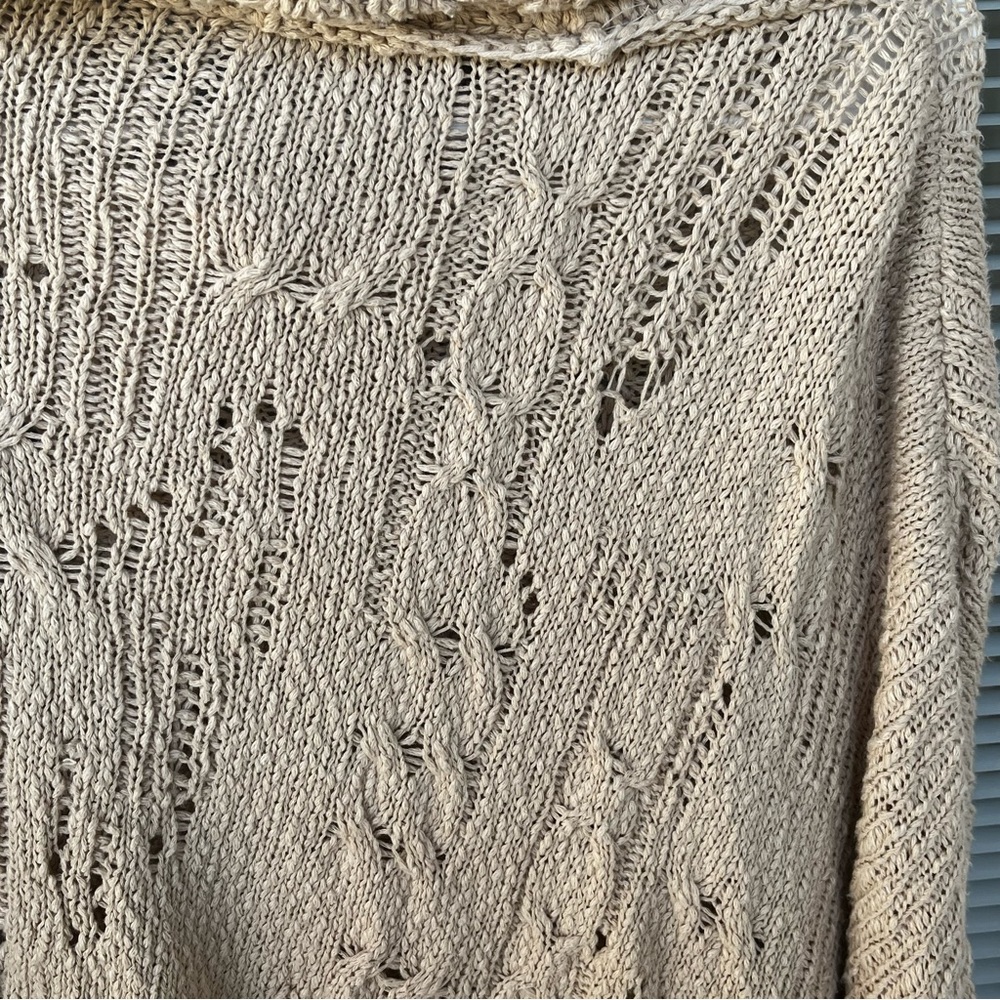 Free People Shades of Dawn Cowl Neck Sweater Beige Oversized Slouchy Size Large - Picture 8 of 8
